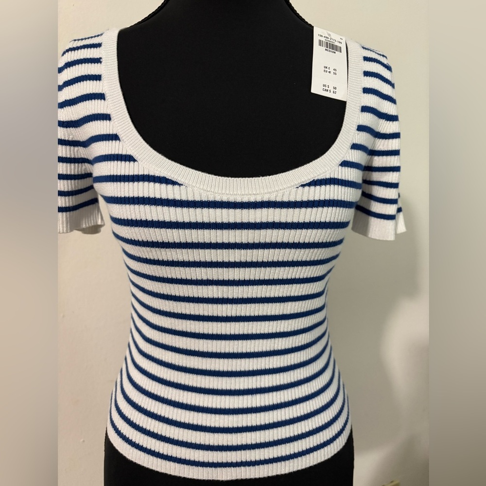Abercrombie & Fitch short sleeve blue and white stripes top